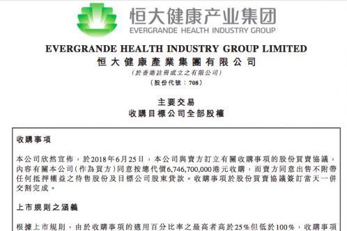 恒大健康收购时颖公司100%股份，以67亿港元成FF最大股东！-1