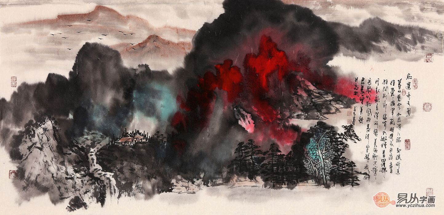 画家张若古笔下山水——色墨交融,艳而不俗 画家张若古笔下山水——色墨交融,艳而不俗