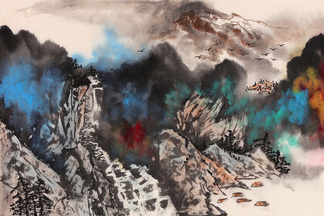 画家张若古笔下山水——色墨交融，艳而不俗-3