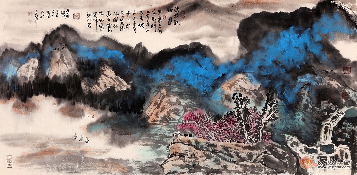 画家张若古笔下山水——色墨交融，艳而不俗